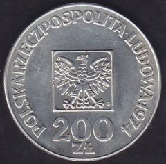Polonya 200 Zloty 1974 Gümüş ( 14.5 Gram )