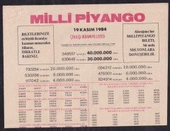 1984 19 KASIM PİYANGO LİSTESİ