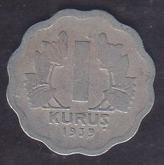 1939 Yılı 1 Kuruş Çok Temiz