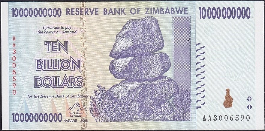 Zimbabwe 10 Milyar (10 000 000 000 ) Dolar 2008 ÇİLALTI ÇİL Pick 85