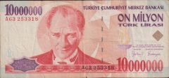 7.Emisyon 10 000 000 Lira A63 253318 Temiz