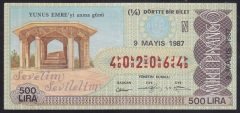 1987 9 MAYIS ÇEYREK BİLET N SERİSİ