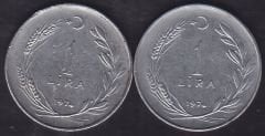 1974 Yılı 1 Lira (Ters Düz Takım)