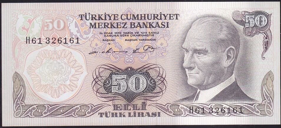 6.Emisyon 1.Tertip 50 Lira H61 326161 Çilaltı Çil
