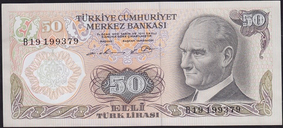 6.Emisyon 1.Tertip 50 Lira B19 199379 Çilaltı Çil