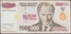 7.Emisyon 5 000 000 Lira J62 510213 Çok Temiz