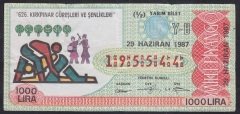 1987 29 HAZİRAN YARIM BİLET Y-B SERİSİ
