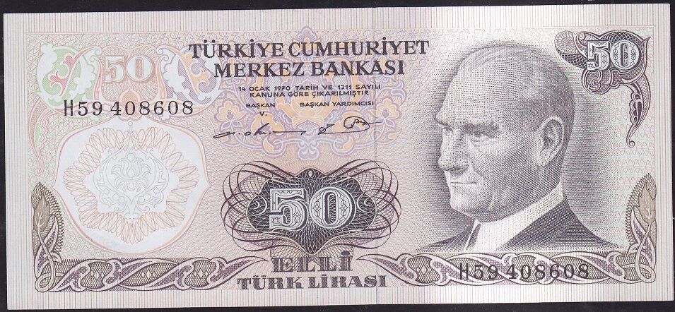 6.Emisyon 1.Tertip 50 Lira H59 408608 Çil