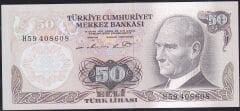 6.Emisyon 1.Tertip 50 Lira H59 408608 Çil