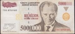 7.Emisyon 5 000 000 Lira I86 476040 Çok Temiz