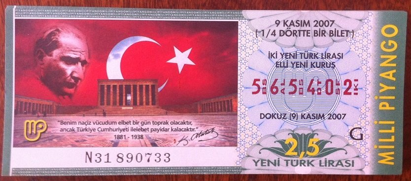 2007 9 KASIM ÇEYREK BİLET - DESTE (76 ADET)