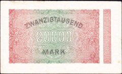 Almanya 20 000 Mark 1923 Çok Temiz + ( Filigranı Halkalar ) 7 Rakam  (R84c)