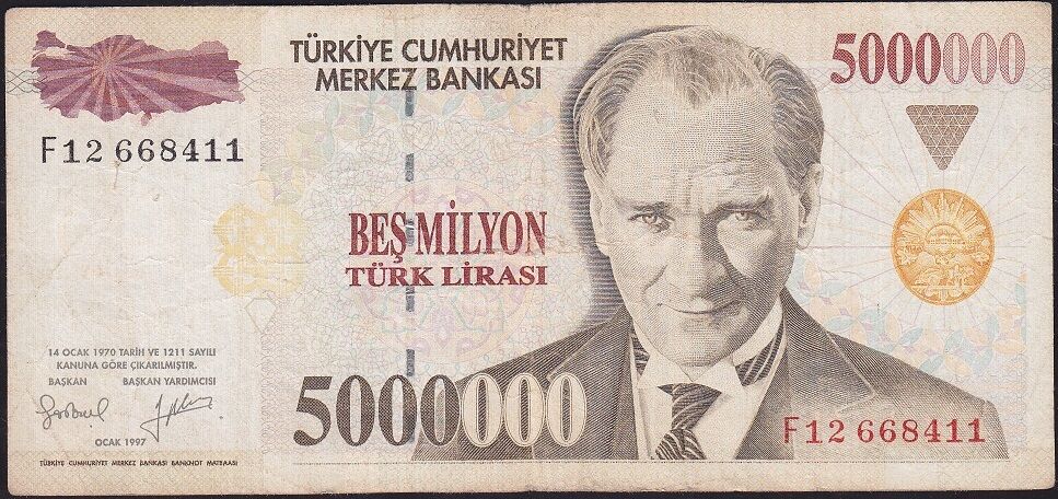 7.Emisyon 5 000 000 Lira F12 668411 Çok Temiz