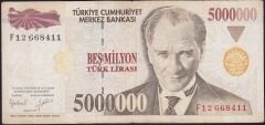 7.Emisyon 5 000 000 Lira F12 668411 Çok Temiz