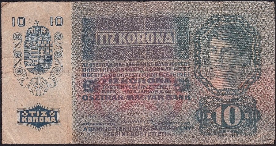 Avusturya 10 Korona 1915 Temiz
