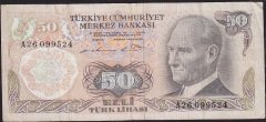 6.Emisyon 1.Tertip 50 Lira A26 099524 Çok Temiz