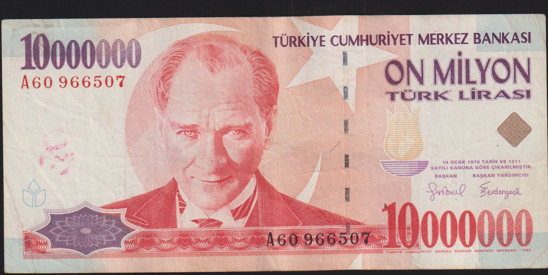 7.Emisyon 10 000 000 Lira A60 966507 Haliyle