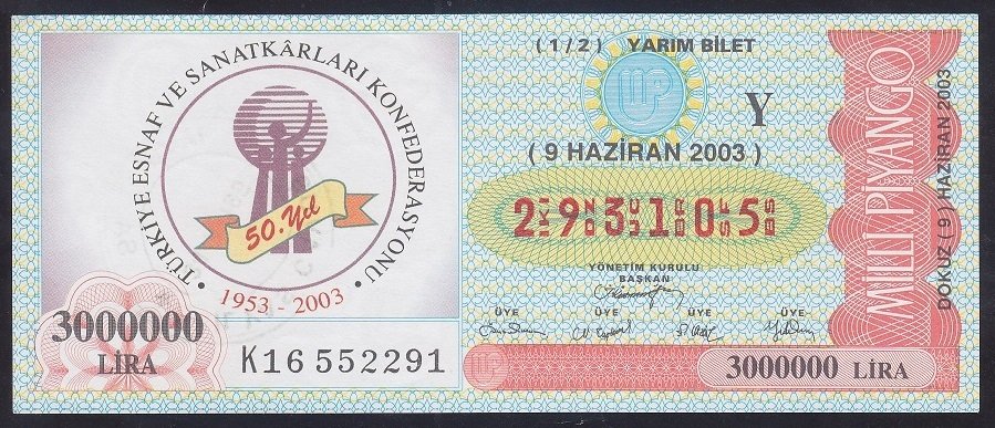 2003 9 HAZİRAN YARIM BİLET