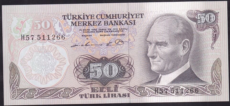 6.Emisyon 1.Tertip 50 Lira H57 511266 Çilaltı Çil