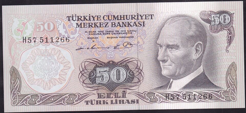 6.Emisyon 1.Tertip 50 Lira H57 511266 Çilaltı Çil