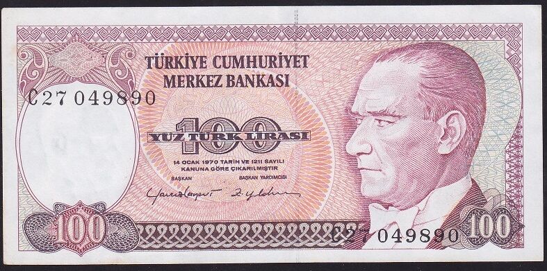7.Emisyon 2.Tertip 100 Lira C27 049890 Ççt Çilaltı
