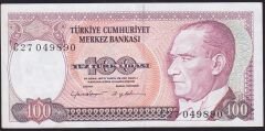 7.Emisyon 2.Tertip 100 Lira C27 049890 Ççt Çilaltı