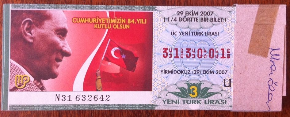 2007 29 EKİM ÇEYREK BİLET - DESTE (76 ADET)