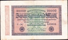 Almanya 20 000 Mark 1923 Çok Temiz + ( Filigranı Dalga ) 6 Rakam  (R84j)