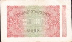 Almanya 20 000 Mark 1923 Çok Temiz + ( Filigranı Dalga ) 6 Rakam  (R84j)