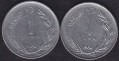 1964 Yılı 1 Lira (Ters Düz Takım )