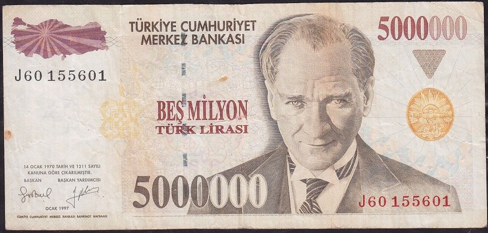 7.Emisyon 5 000 000 Lira J60 155601 Temiz