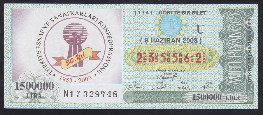2003 9 HAZİRAN ÇEYREK BİLET
