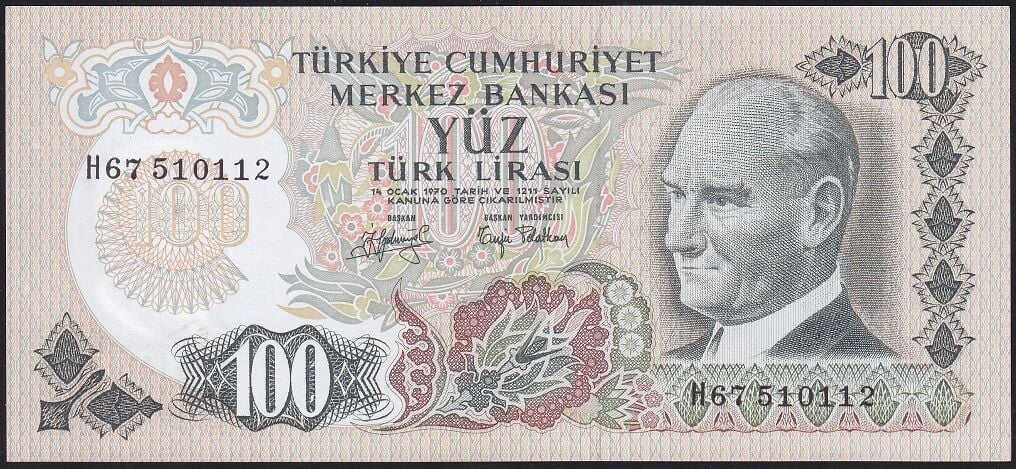 6.Emisyon 2.Tertip 100 Lira H67 510112 Çilaltı Çil