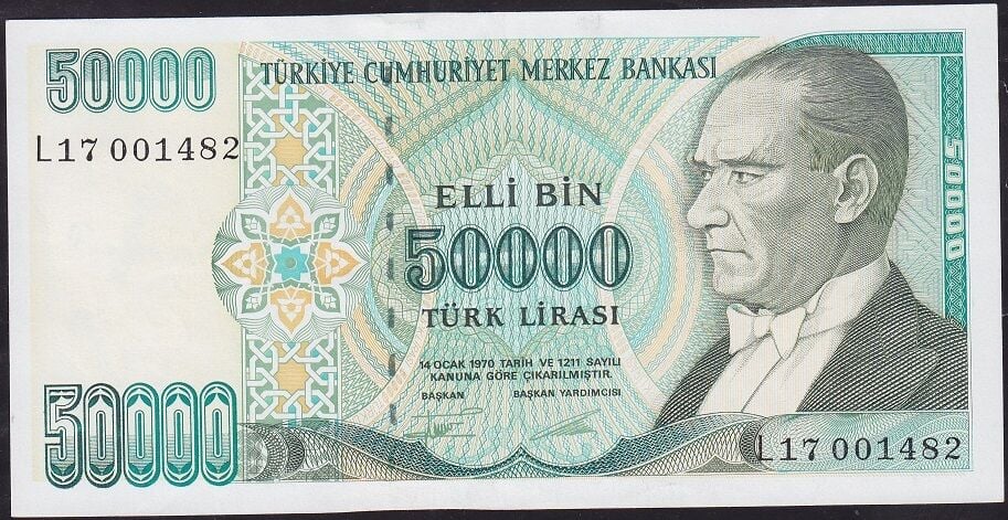 7.Emisyon 2.Tertip 50000 Lira L17 001482 Çilaltı