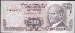 6.Emisyon 1.Tertip 50 Lira H56 676563 Çil