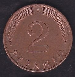 Almanya 2 Pfennig 1977 D