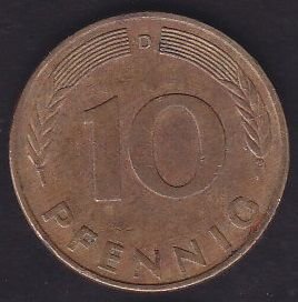 Almanya 10 Pfennig 1977 D
