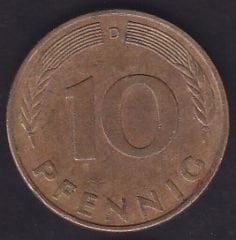 Almanya 10 Pfennig 1977 D