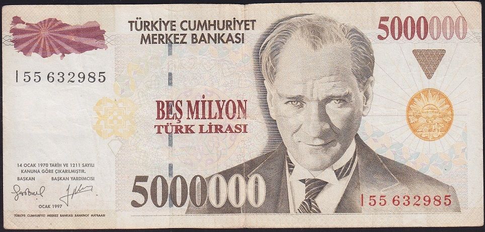 7.Emisyon 5 000 000 Lira I55 632985 Çok Temiz