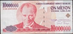 7.Emisyon 10 000 000 Lira C38 287253 Çok Temiz