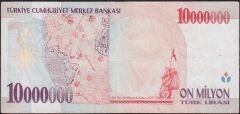7.Emisyon 10 000 000 Lira C38 287253 Çok Temiz
