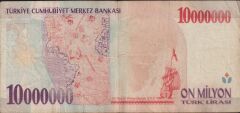 7.Emisyon 10 000 000 Lira A58 408208 Çok Temiz