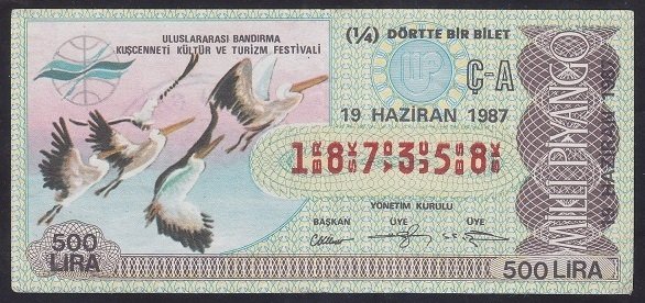 1987 19 HAZİRAN ÇEYREK BİLET Ç-A SERİSİ