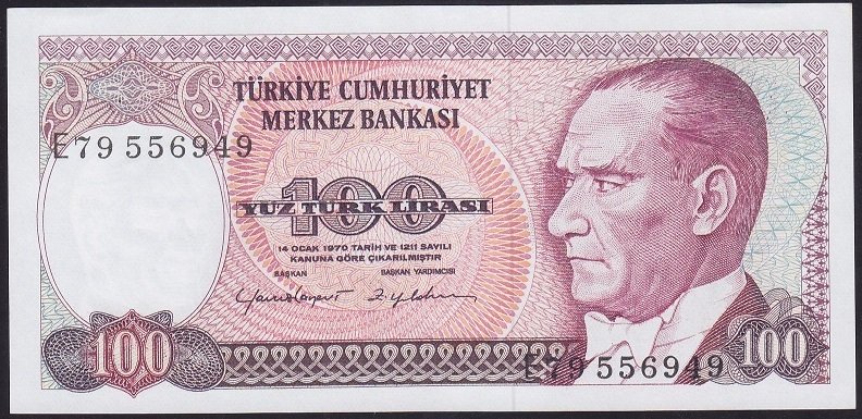 7.EMİSYON 2.TERTİP 100 LİRA E79 556949 ÇİLALTI ÇİL