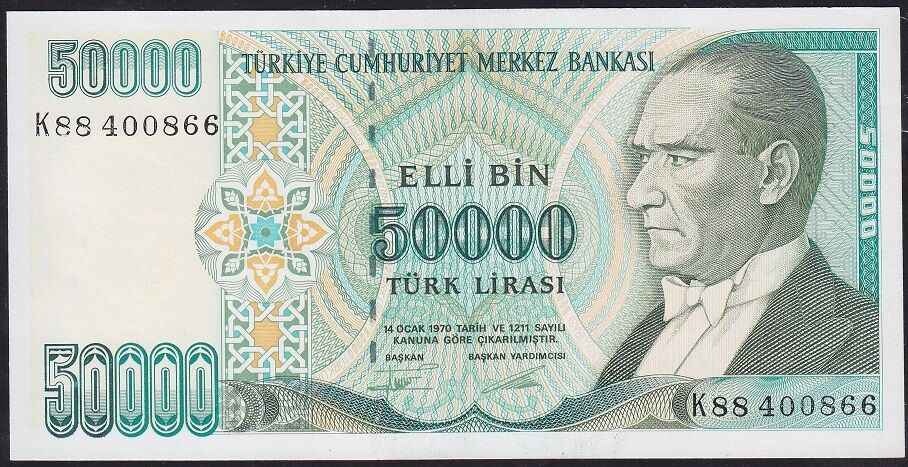 7.Emisyon 2.Tertip 50000 Lira K88 400866 Çil