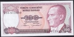 7.Emisyon 1.Tertip 100 Lira B35 875999 Çil