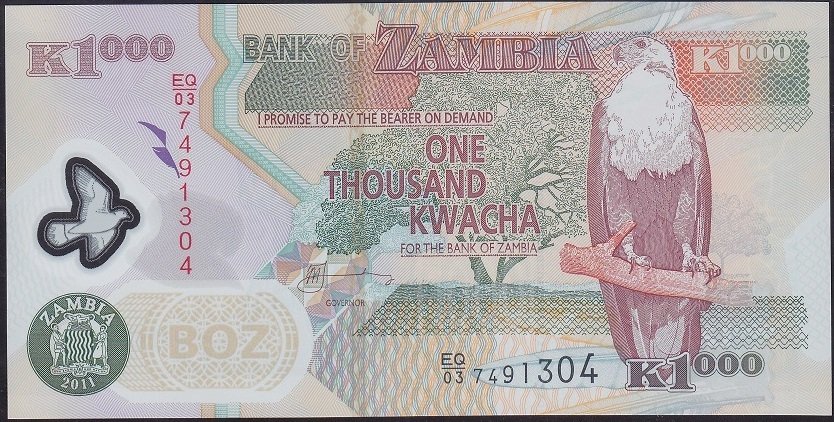 Zambia 1000 Kwacha 2011 ÇİL Pick 44i -Polymer