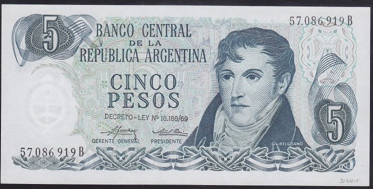 ARJANTİN 5 PESOS 1974 ÇİL eski para koleskiyon mezat