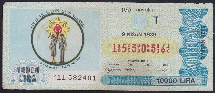 1989 9 NİSAN TAM BİLET T SERİSİ