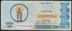 1989 9 NİSAN TAM BİLET T SERİSİ
